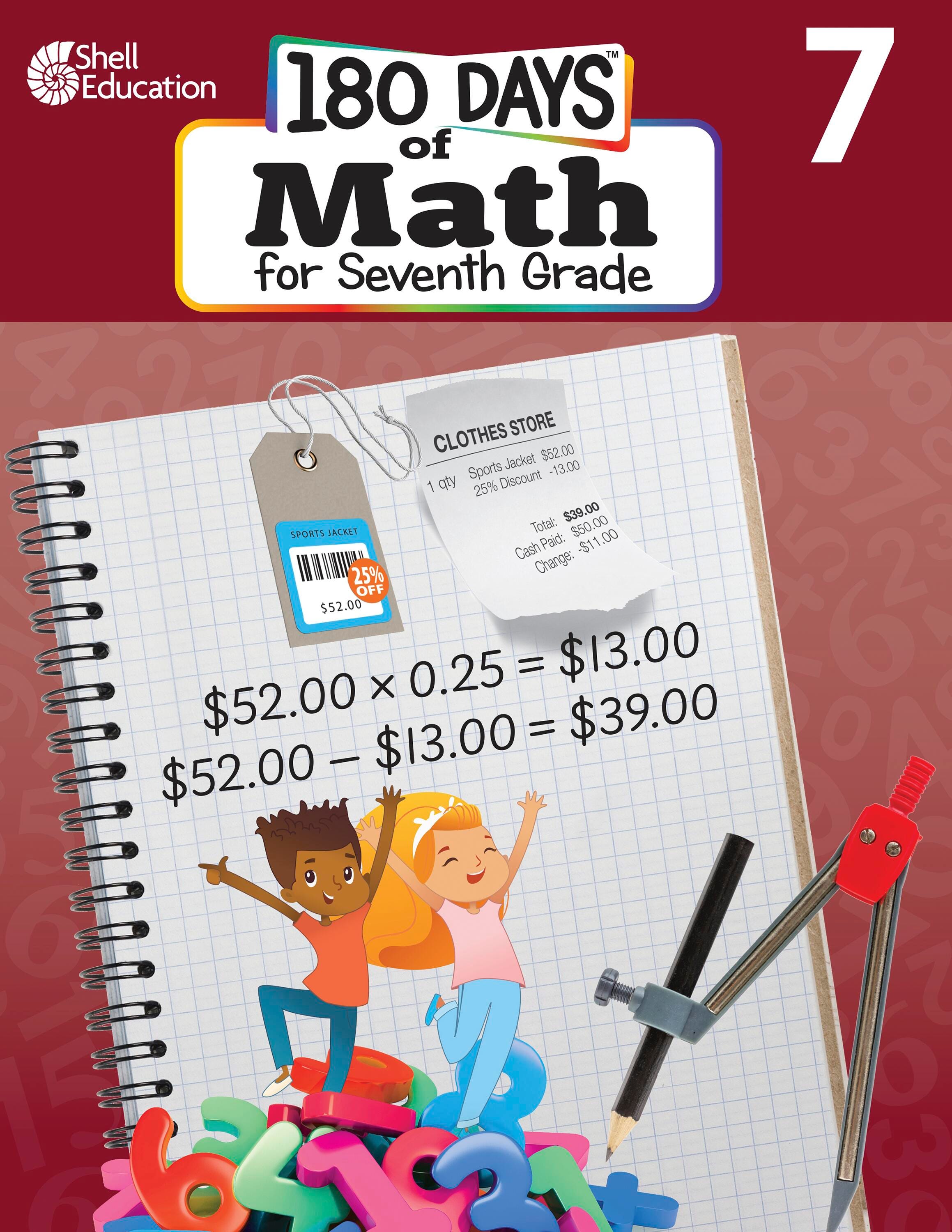 Shell Education 180 Days of Math for Seventh Grade | School Specialty